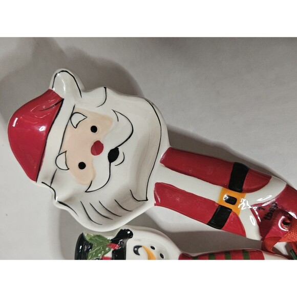 4Pc Sleigh Bell Bistro Ceramic Christmas Measuring Spoons AS IS Snowman Winter - Picture 6 of 7